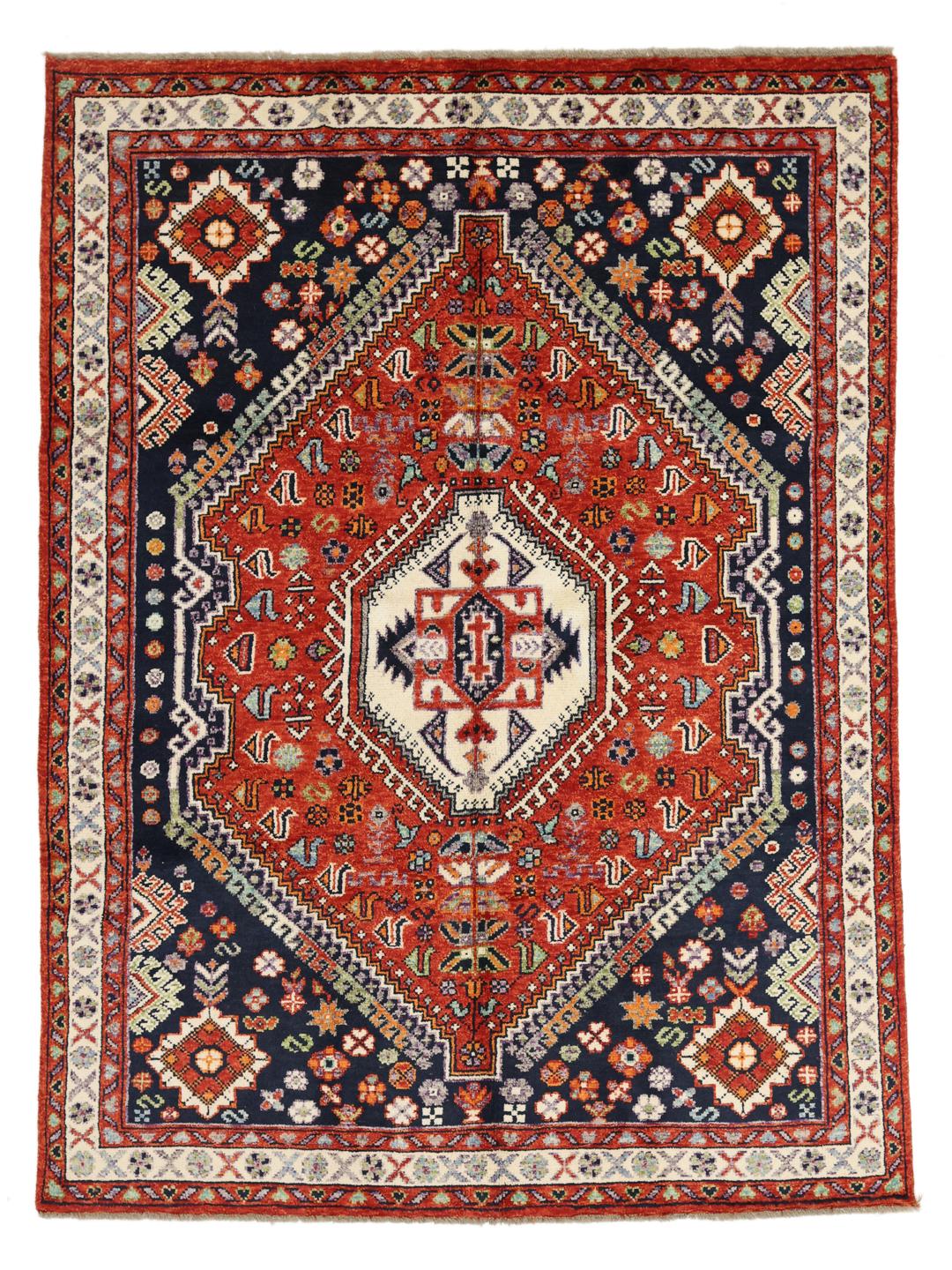 Kazak Teppich aus Afghanistan in Dunkelblau und Rottönen