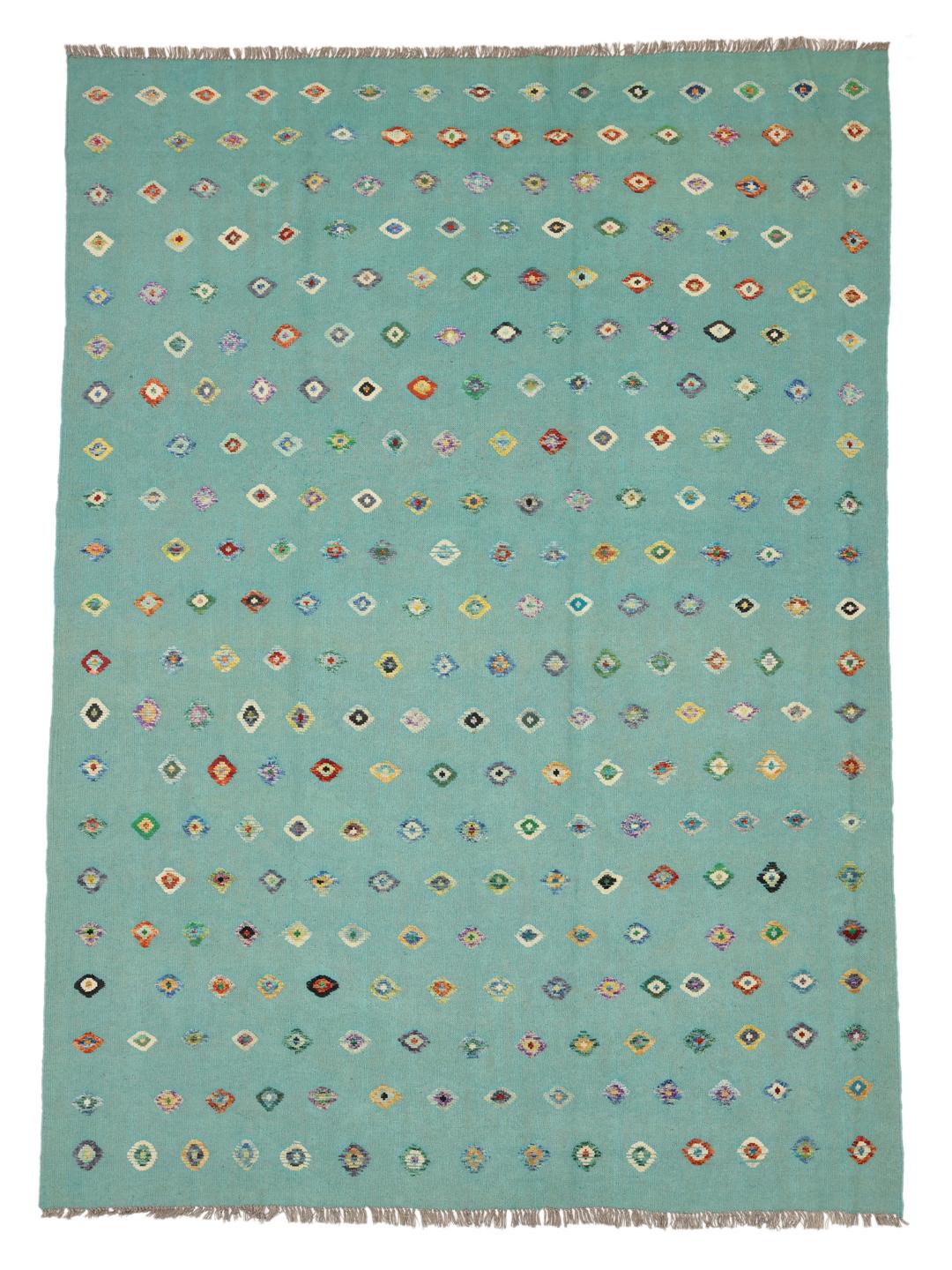 Handgeweven Afghaans Kelim Nimbaft vloerkleed in teal