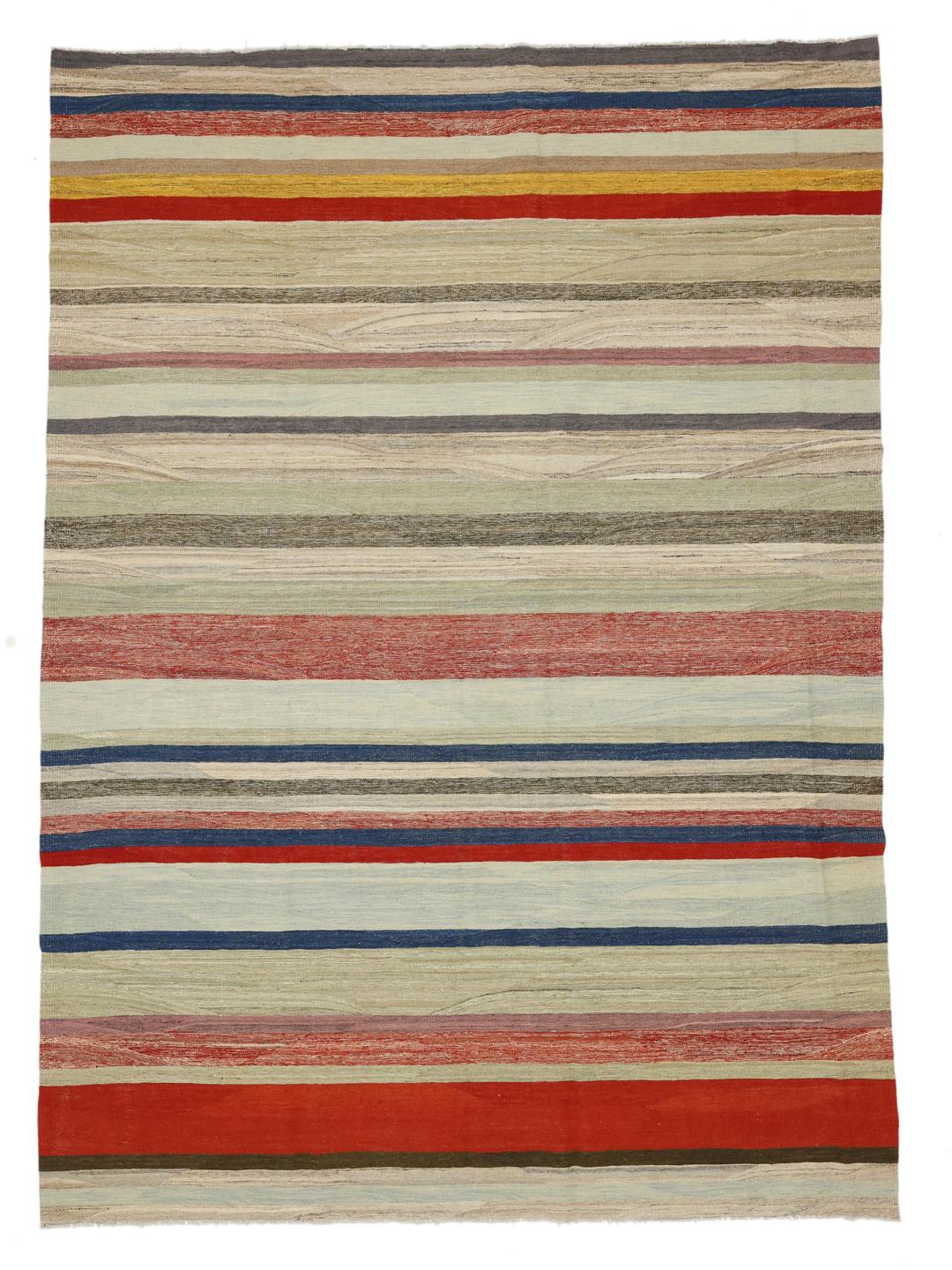 Handgeweven tapijt met een streepjespatroon in multicolor
