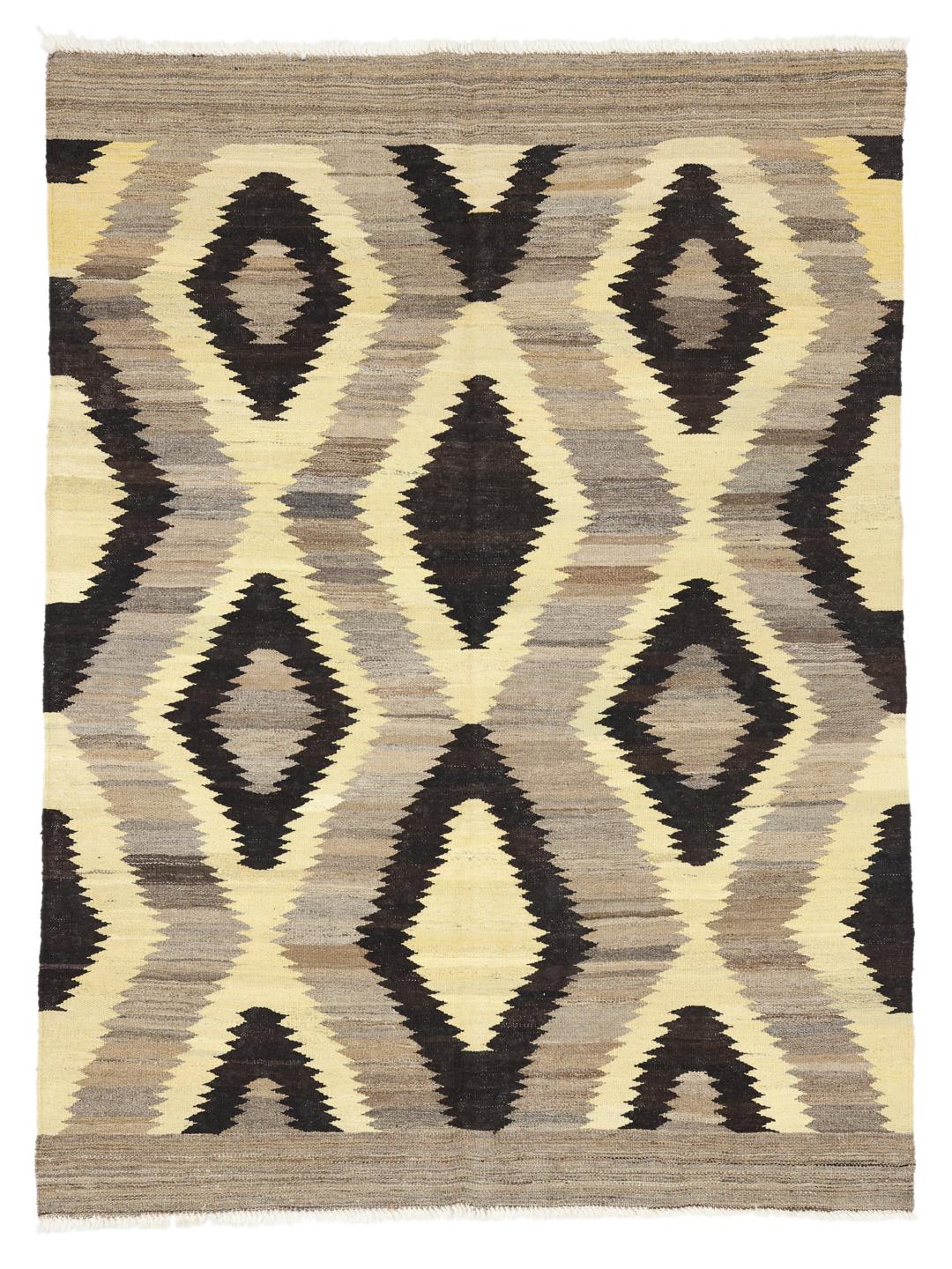 Hand-woven rug from Afghanistan in grey and beige