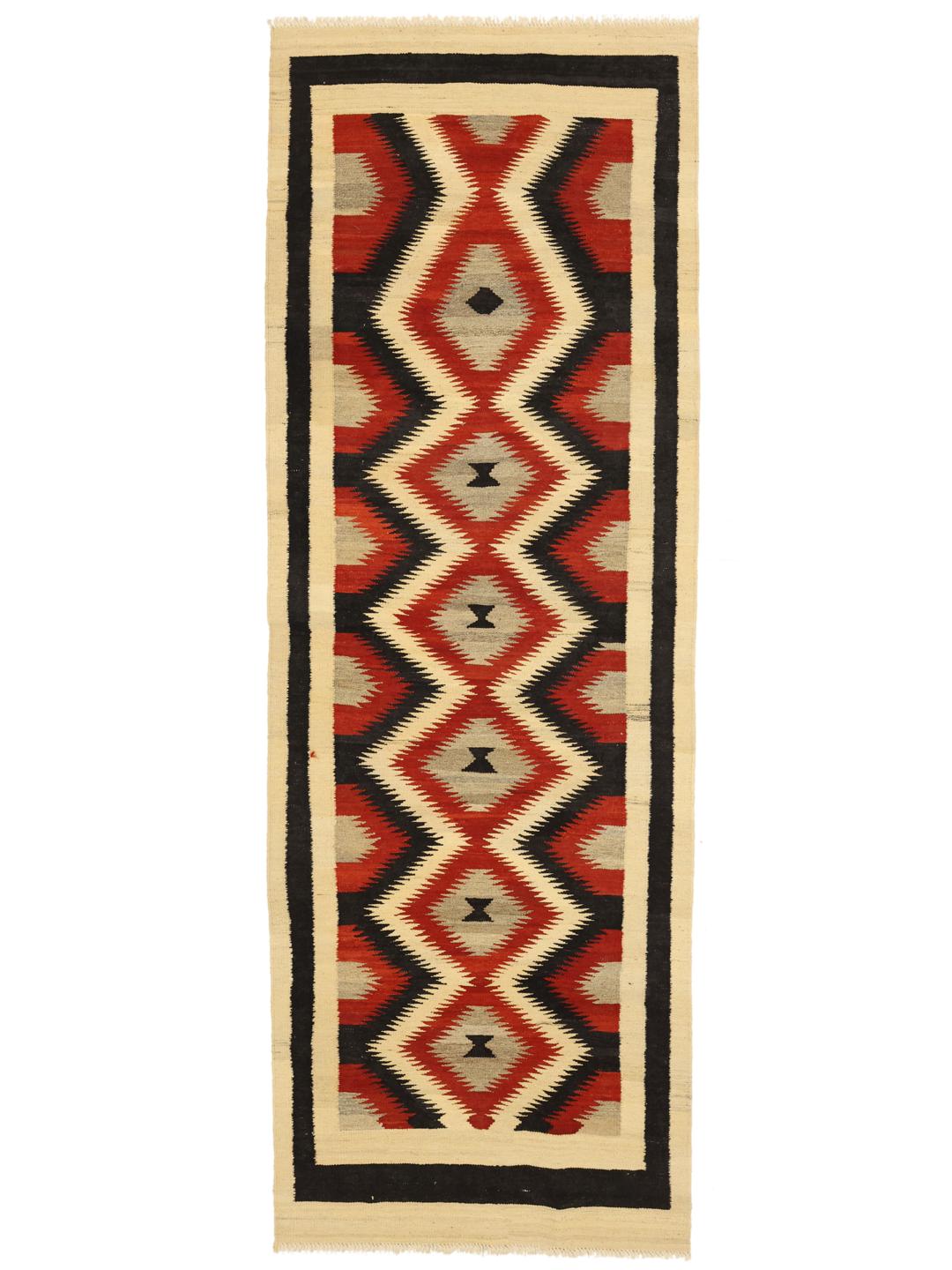 Tappeto runner afghano kelim fatto a mano in colore beige