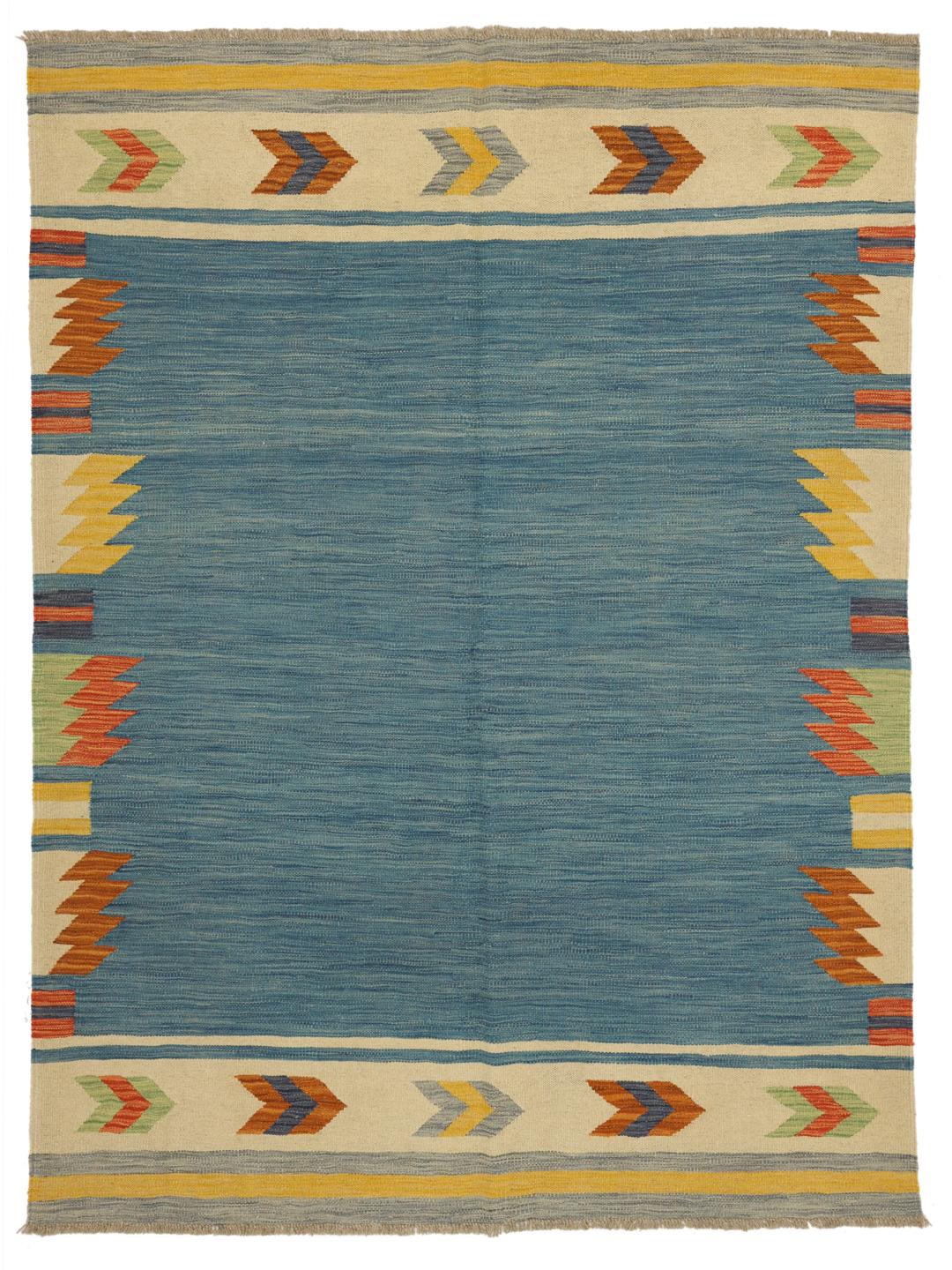 Handgeweven Afghaans Kelim Modern blauw tapijt