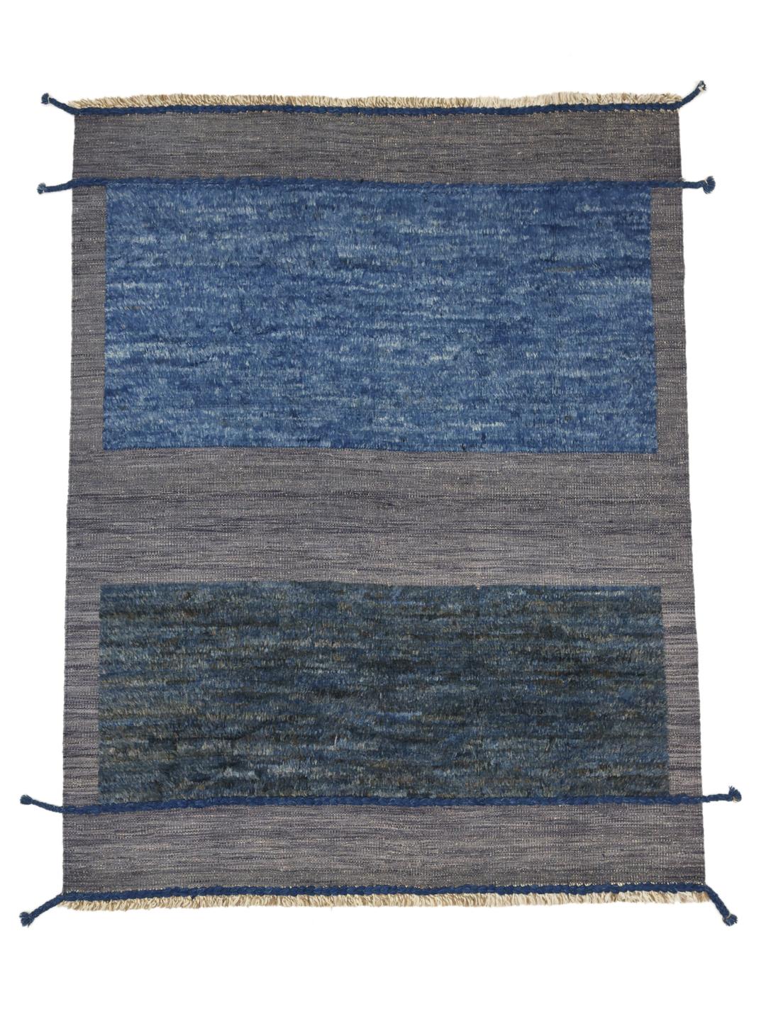 Handgemaakt wollen kleed uit Afghanistan in blauw