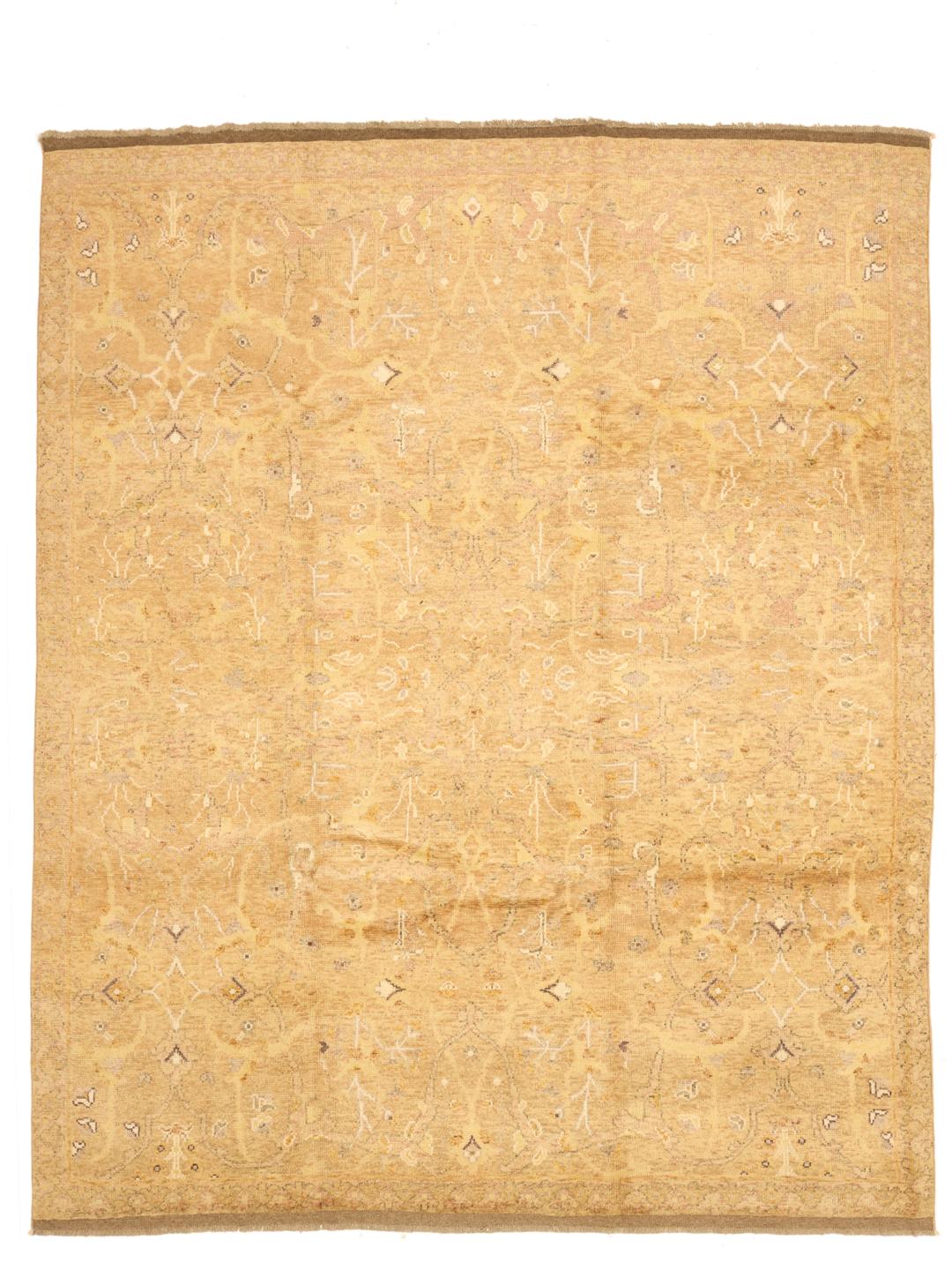 Met de hand geknoopt Usak-tapijt uit Afghanistan in warme beige tinten