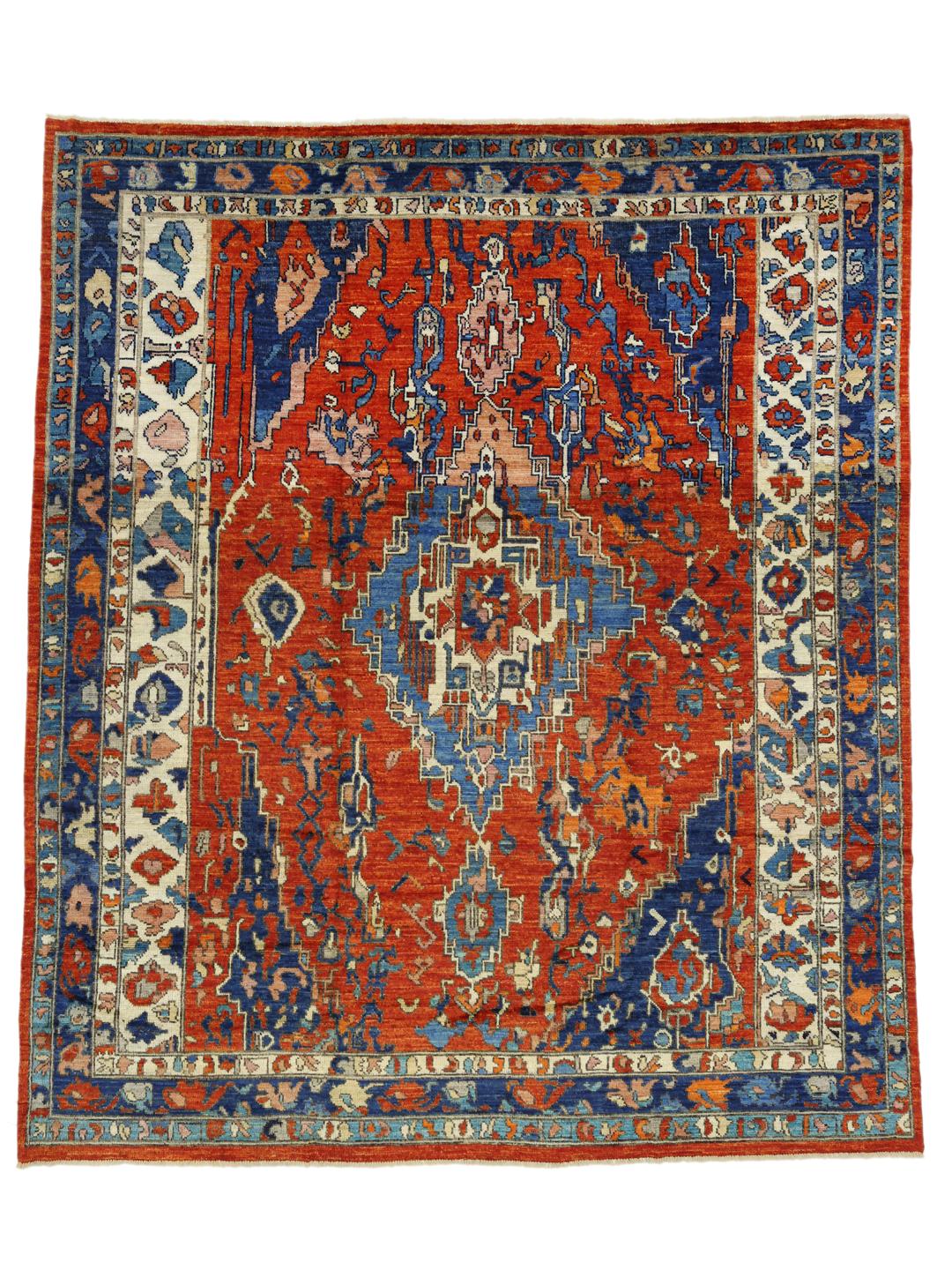 Handgemaakt Afghaans tapijt in rood en blauw