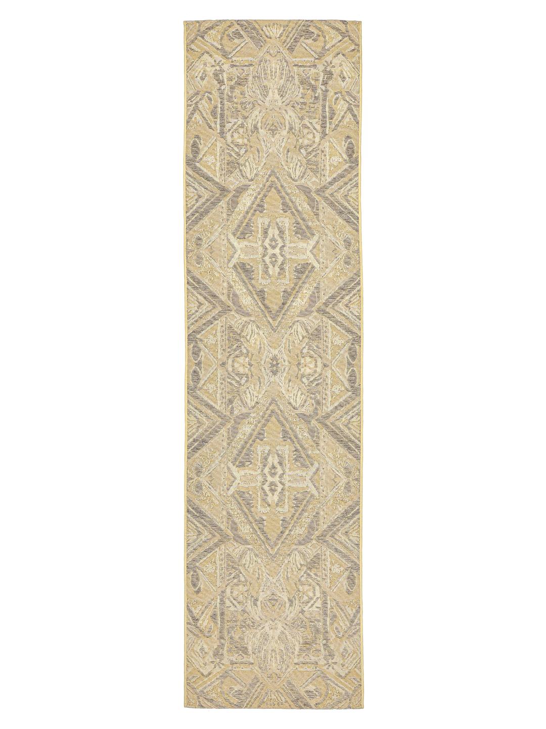 Beige loper met geometrische ruitpatronen