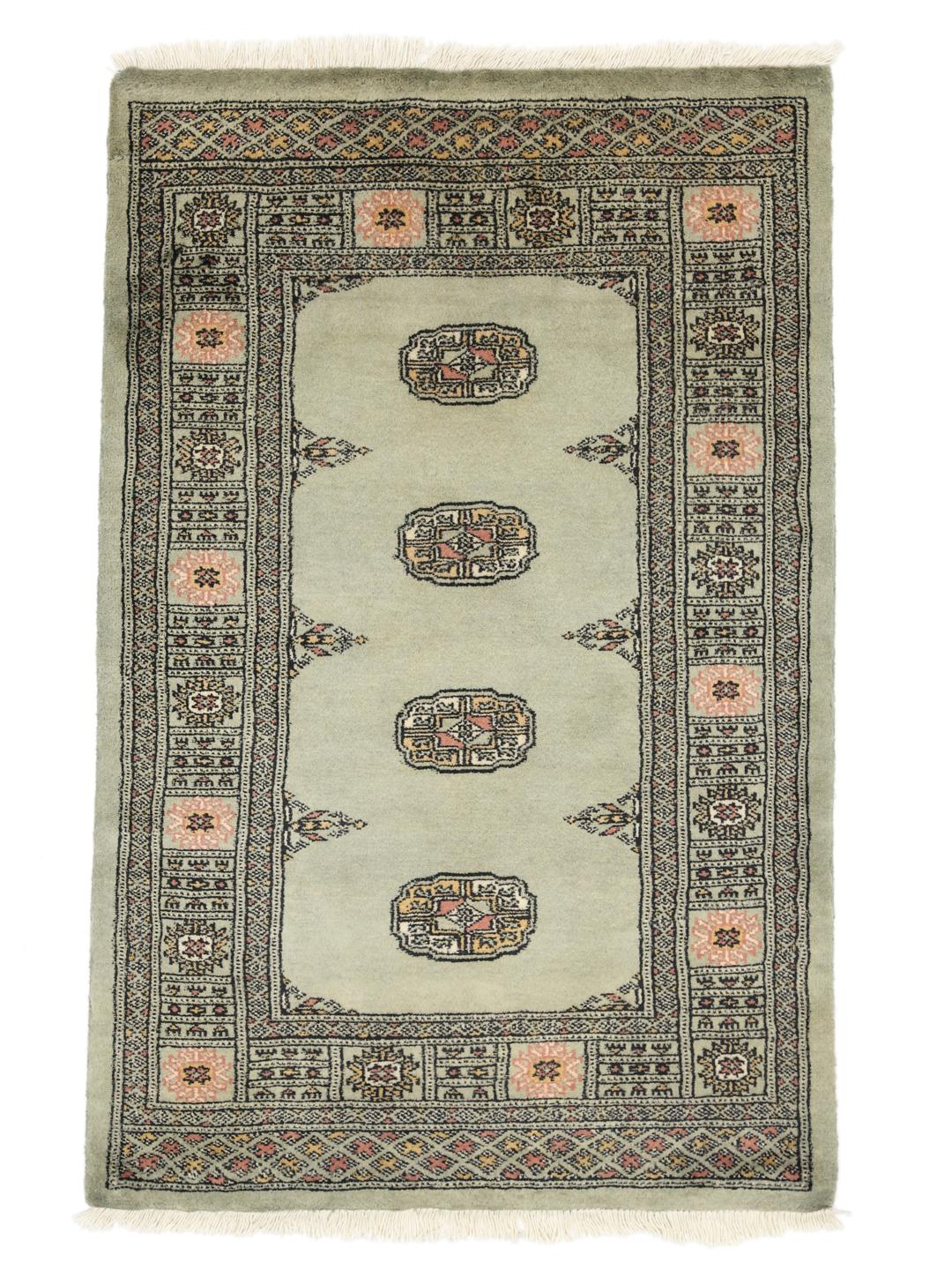 Handmade Pakistan Bokhara 3ply rug in light green