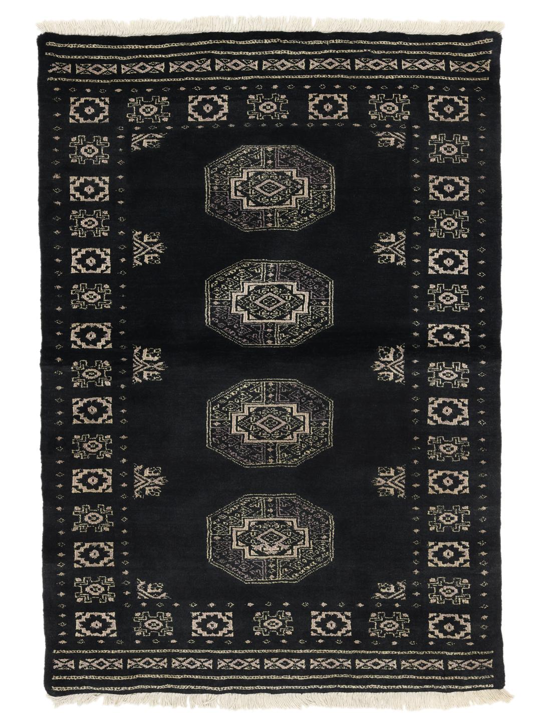 Handmade Pakistani Bokhara rug in black