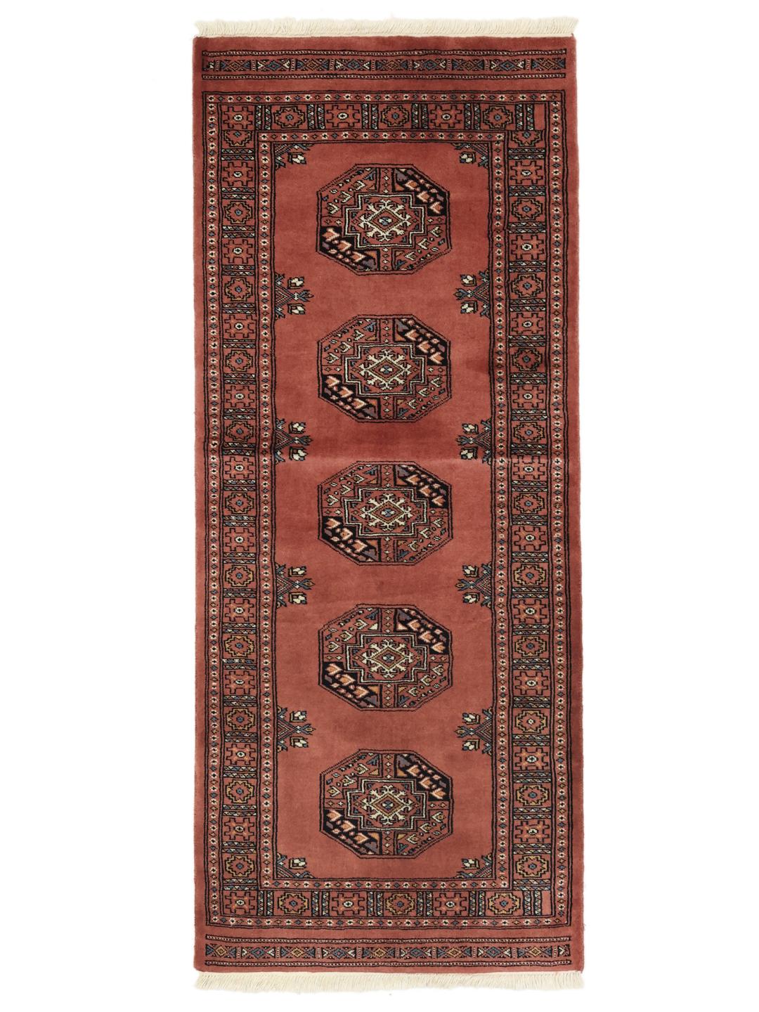 Pakistan Bokhara runner rug in red with geometric motifs
