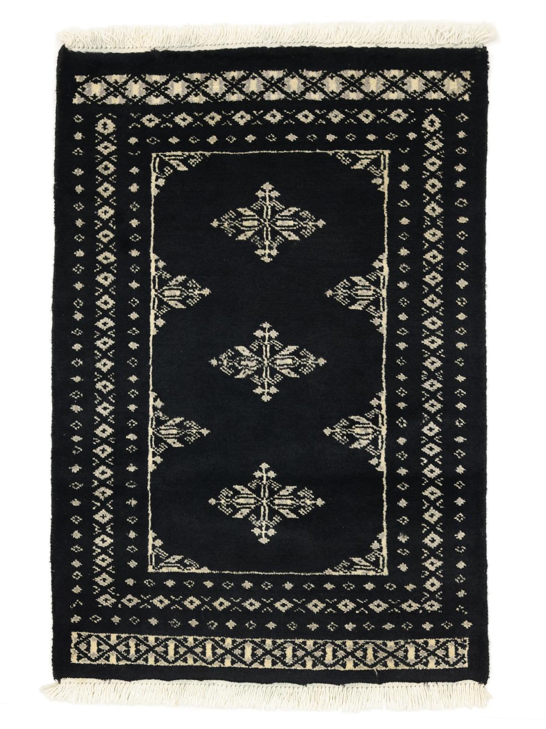 Handmade Pakistan Bokhara 2ply wool rug in black
