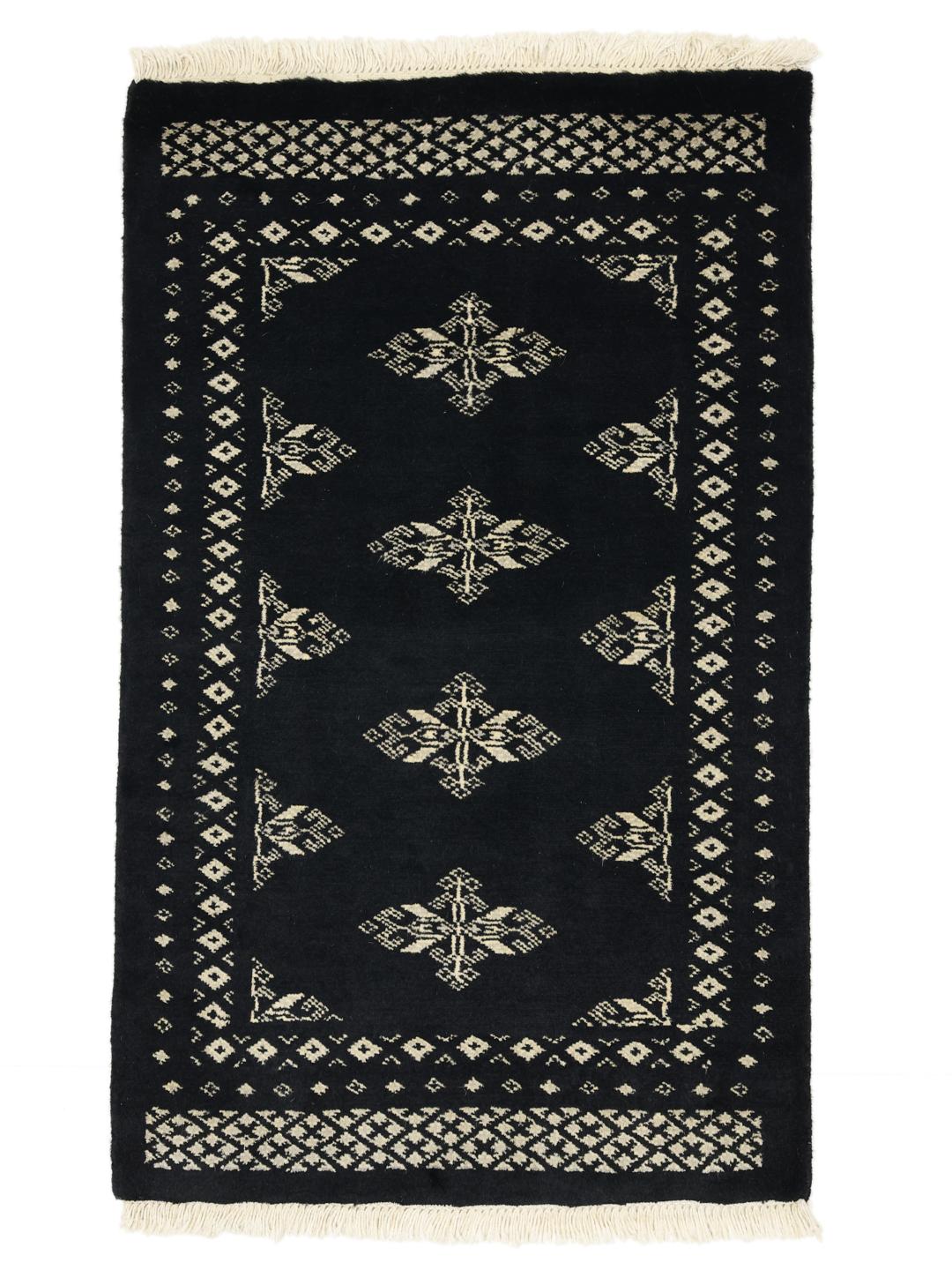 Handmade Pakistani Bokhara rug in black