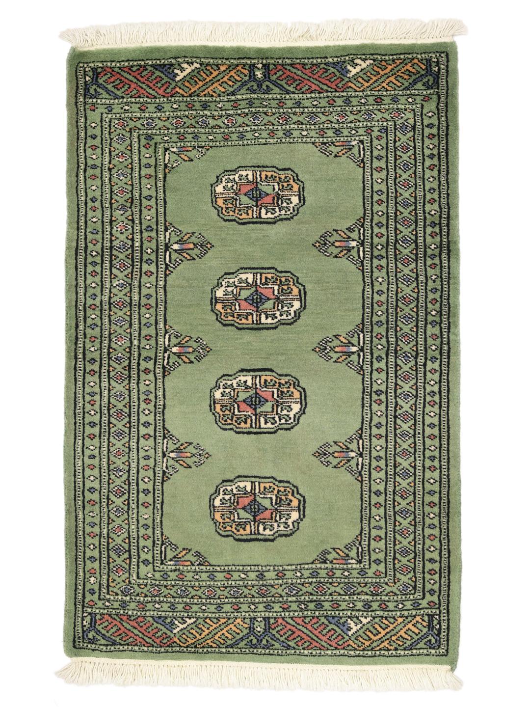 Handmade Pakistan Bokhara green rug