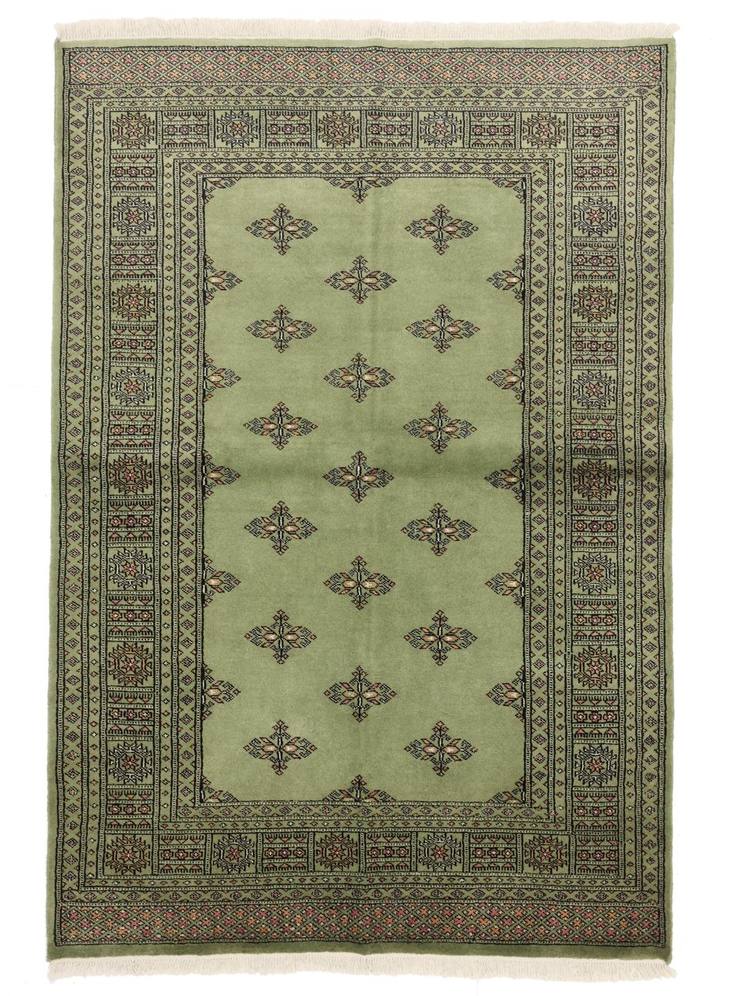Hand-knotted Pakistan wool rug in light green