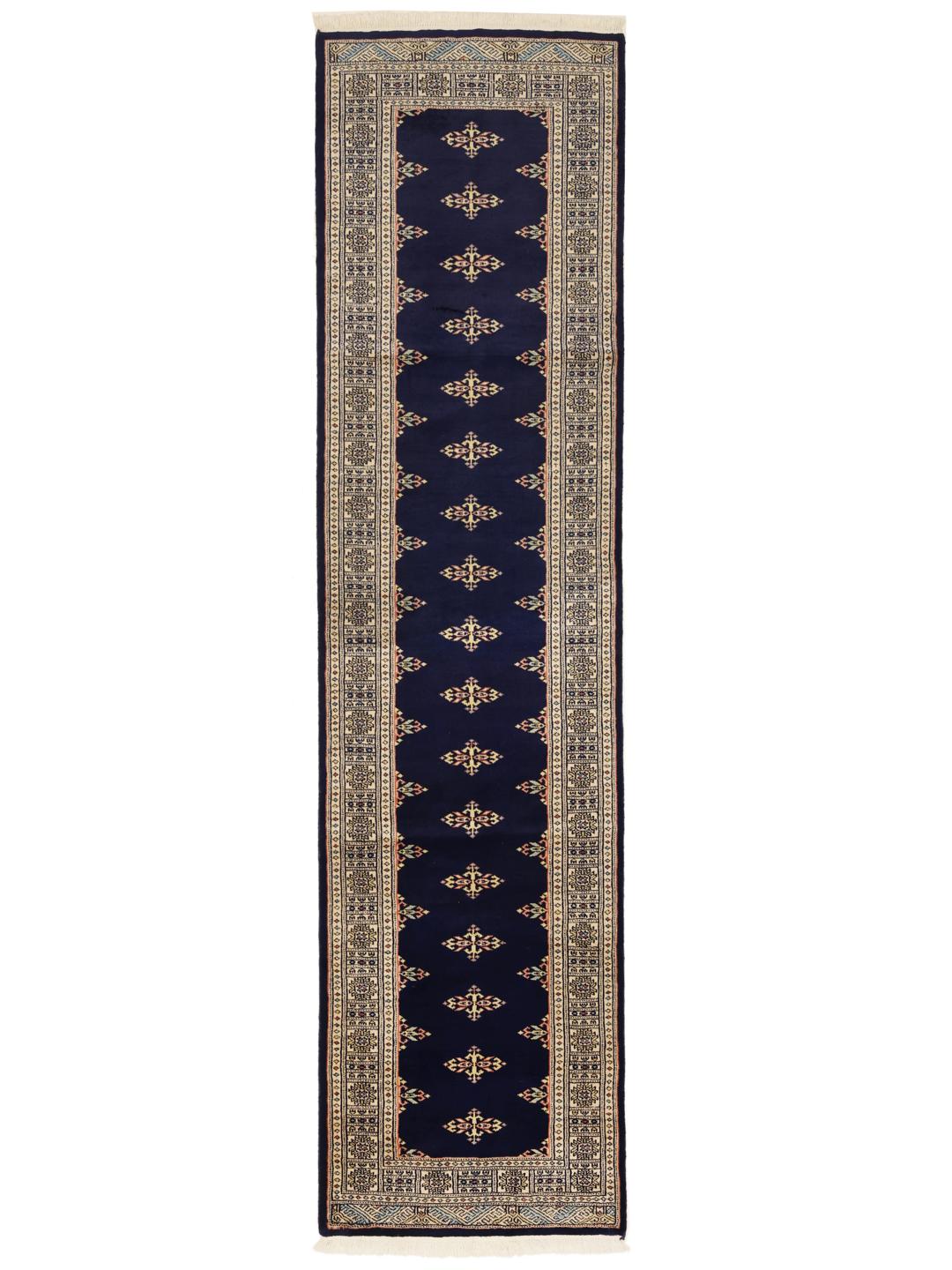 Handmade runner rug from Pakistan in dark-blue