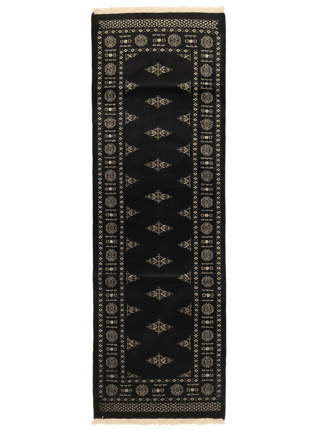 Handmade Pakistan runner rug in black