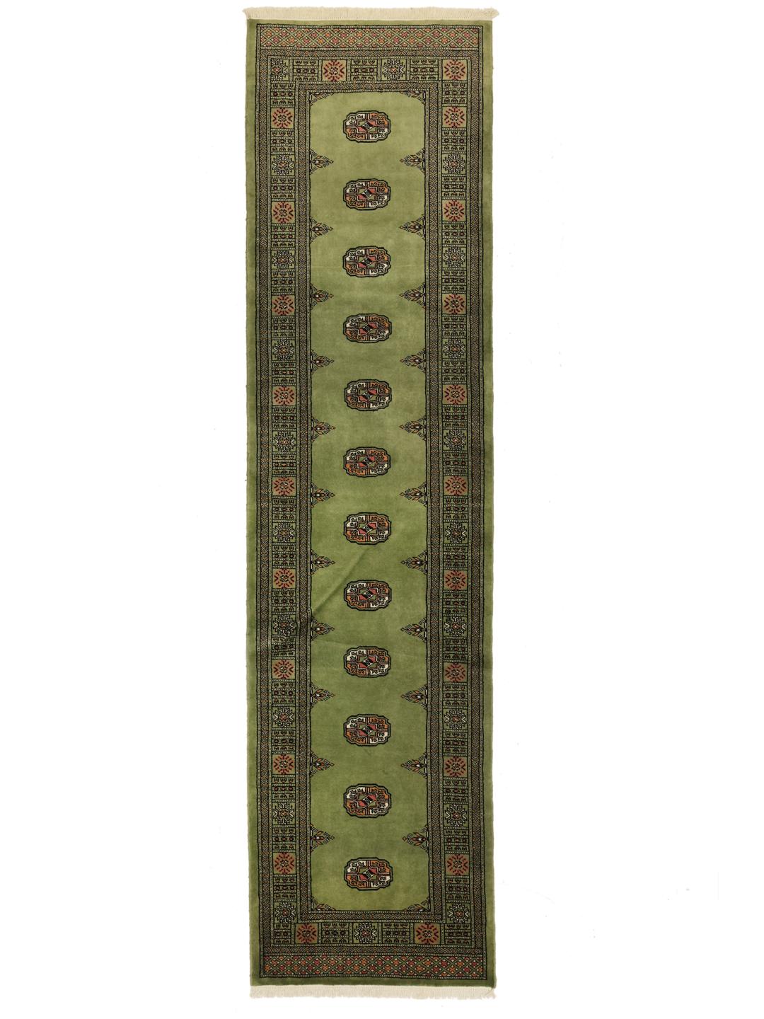 Tapis couloir du Pakistan en couleur verte