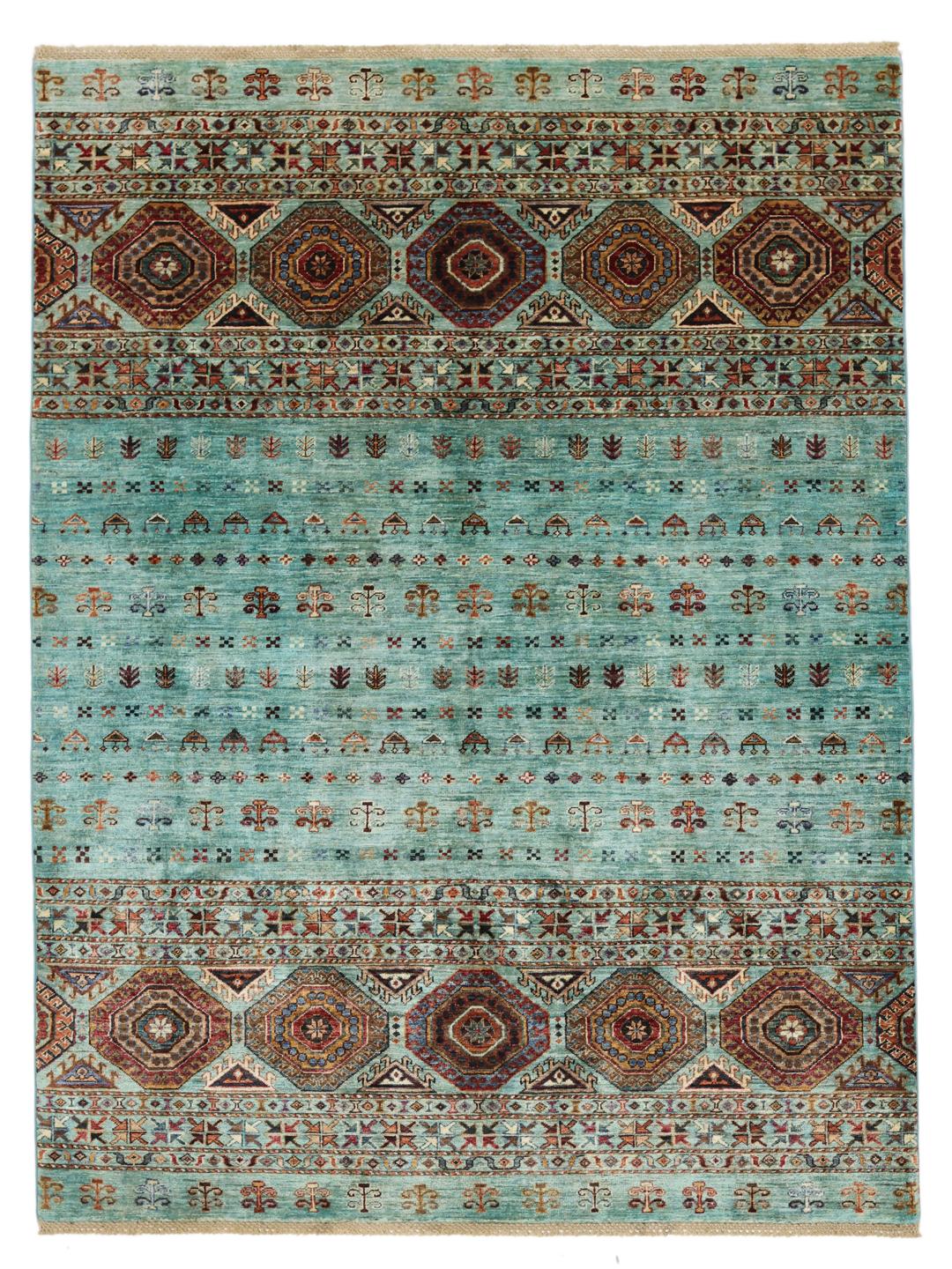 Handmade Afghan rug in teal