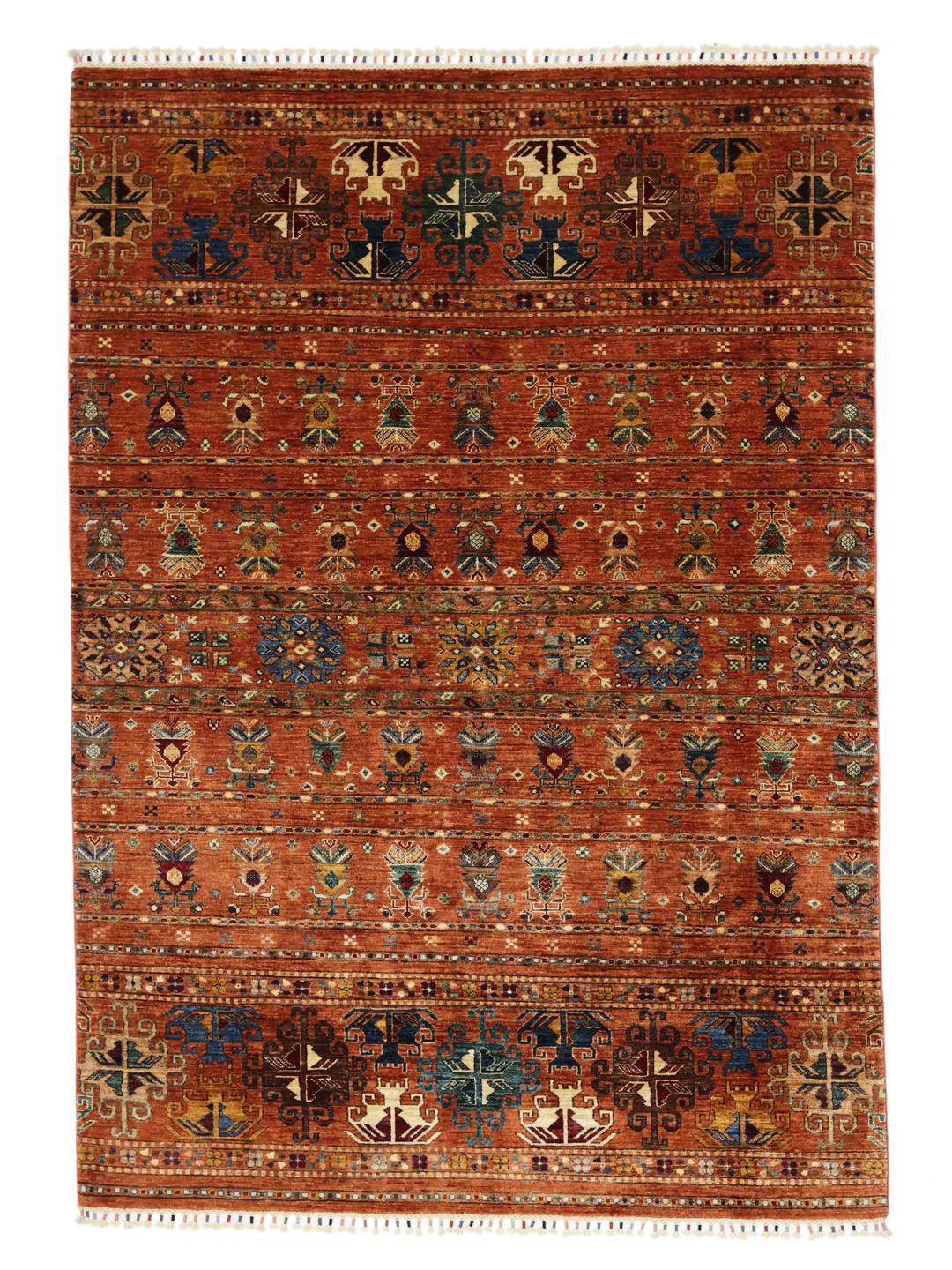 Handmade wool rug from Afghanistan in red