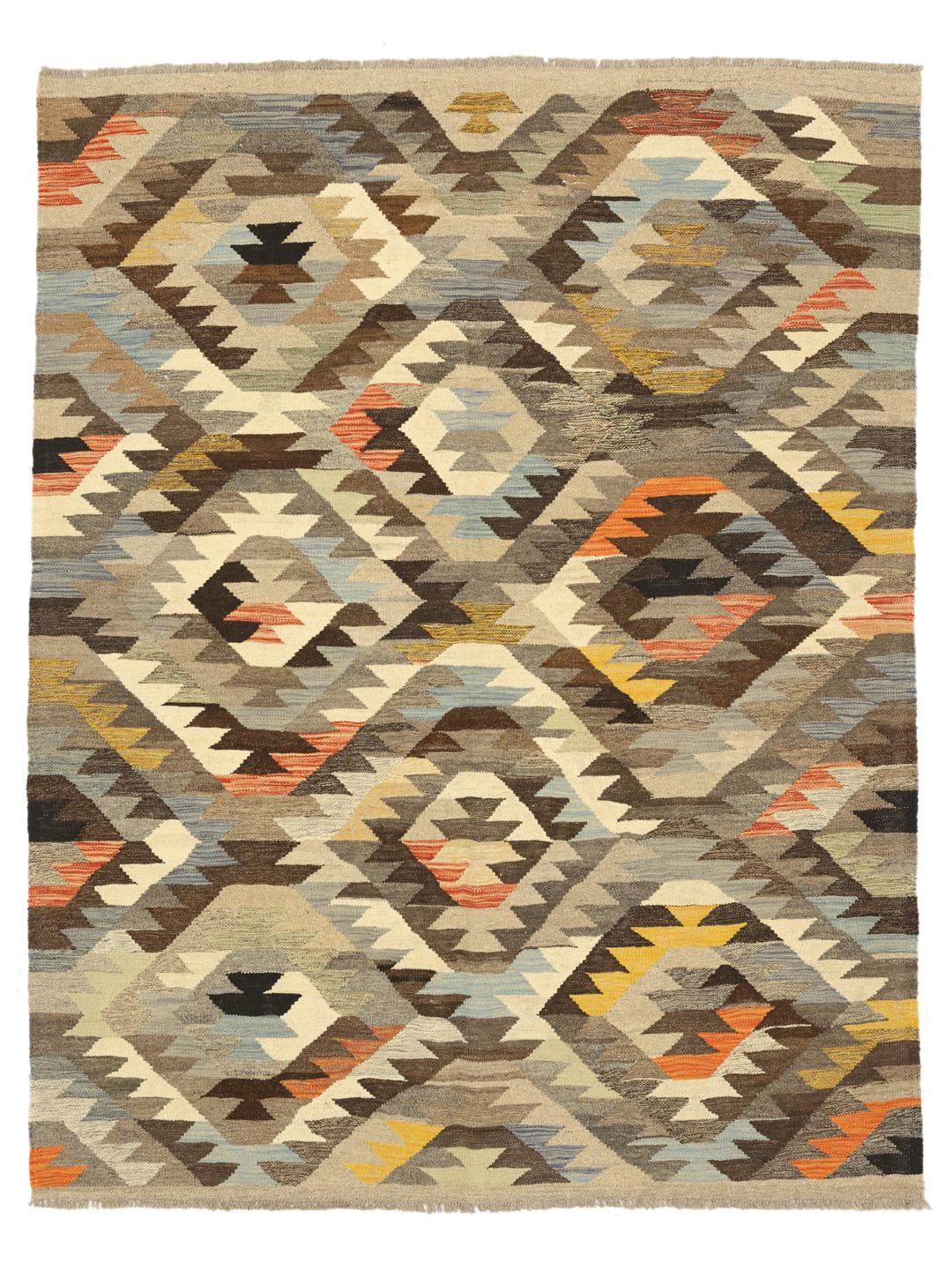 Tapis Kilim Ariana tissé à main en gris et multicolore d'Afghanistan
