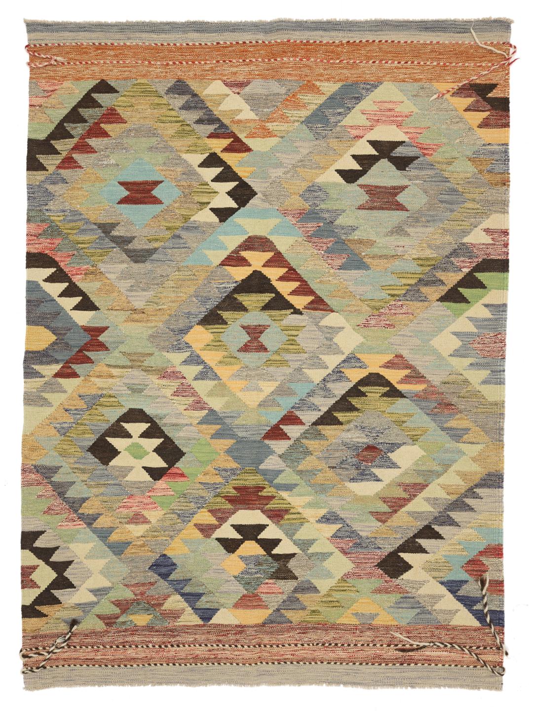 Hand-woven multicolor wool rug from Afghanistan