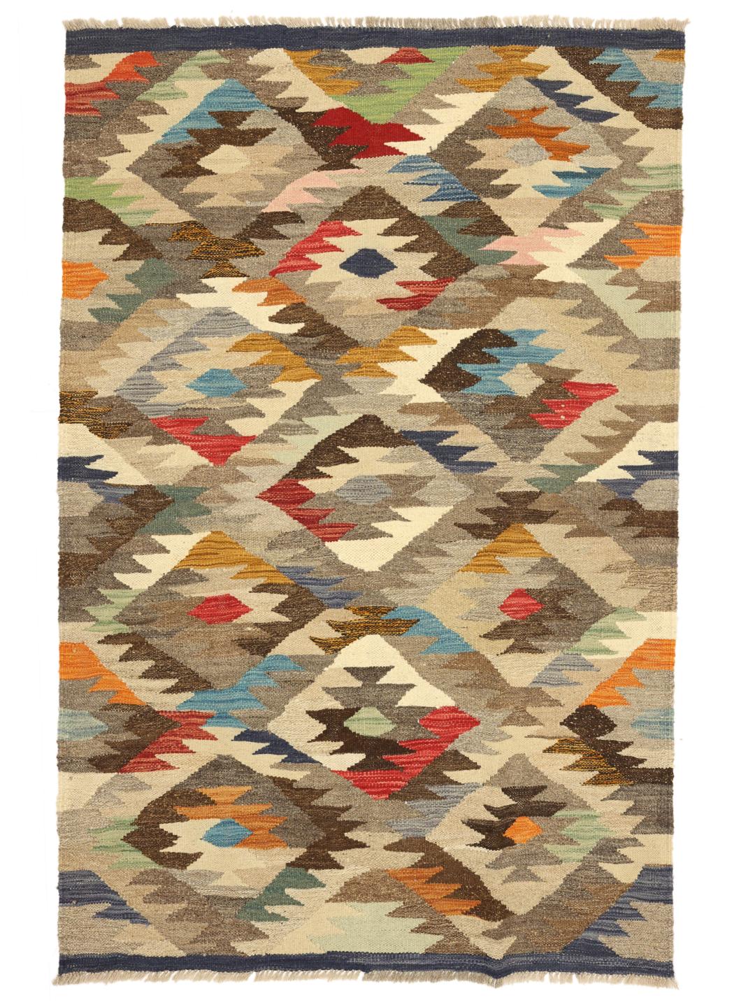 Handwoven multicolor wool rug from Afghanistan