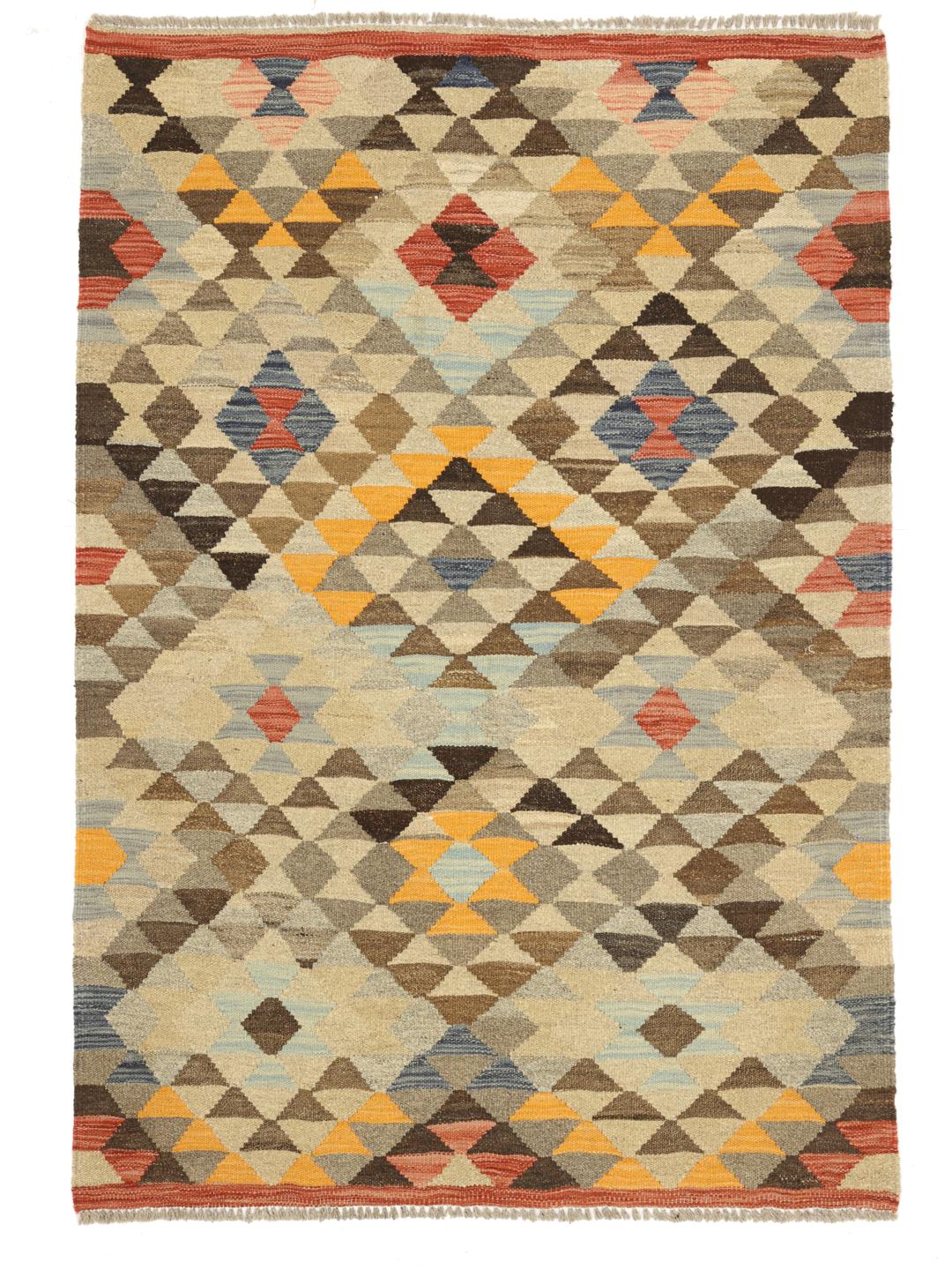 Hand-woven multicolor wool rug from Afghanistan