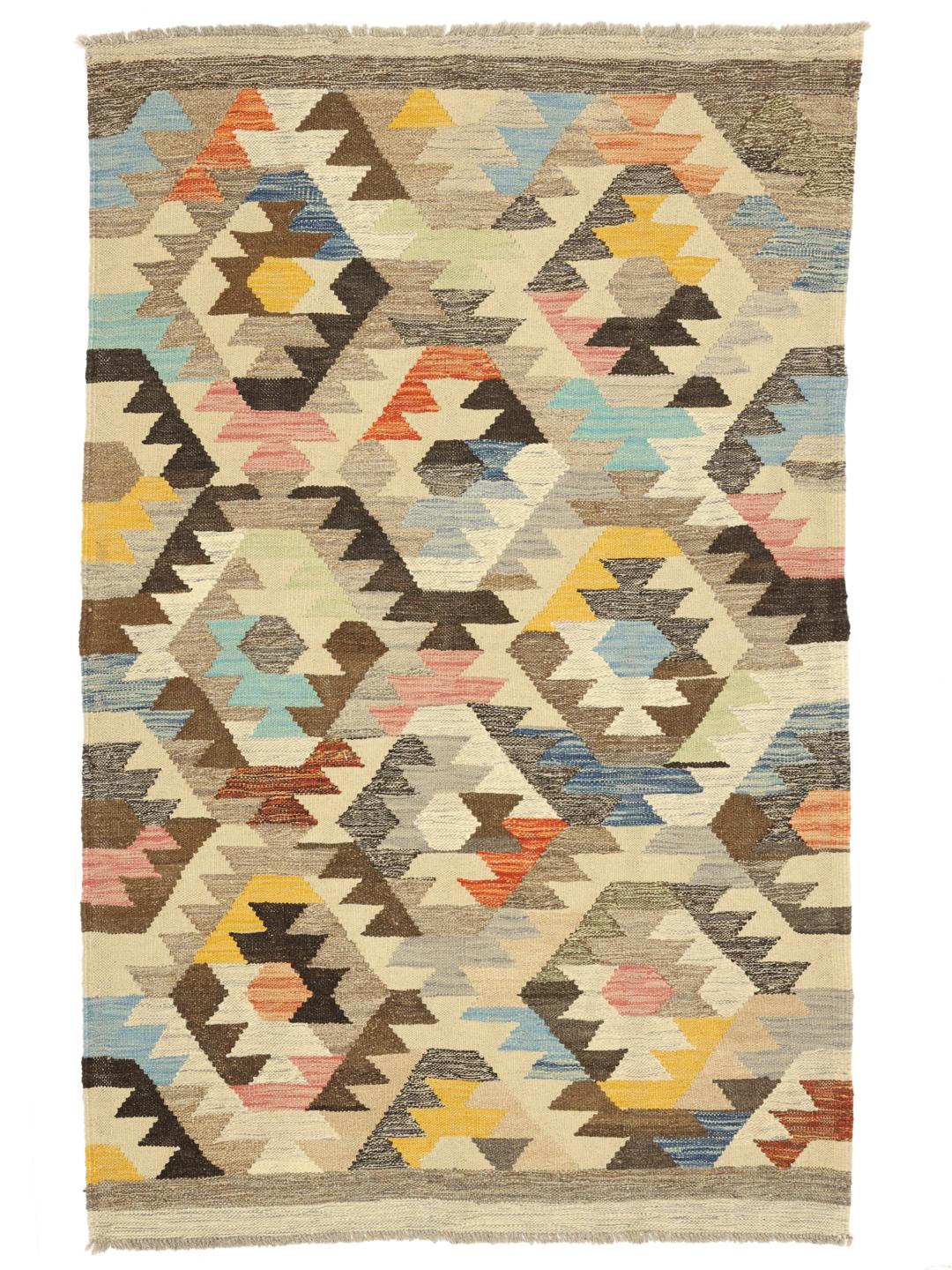 Handwoven multicolor Kelim Ariana Trend rug from Afghanistan