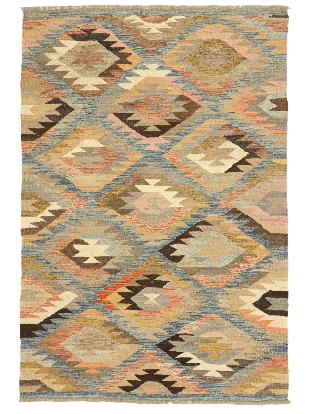 Hand-woven multicolor Kilim Ariana rug from Afghanistan