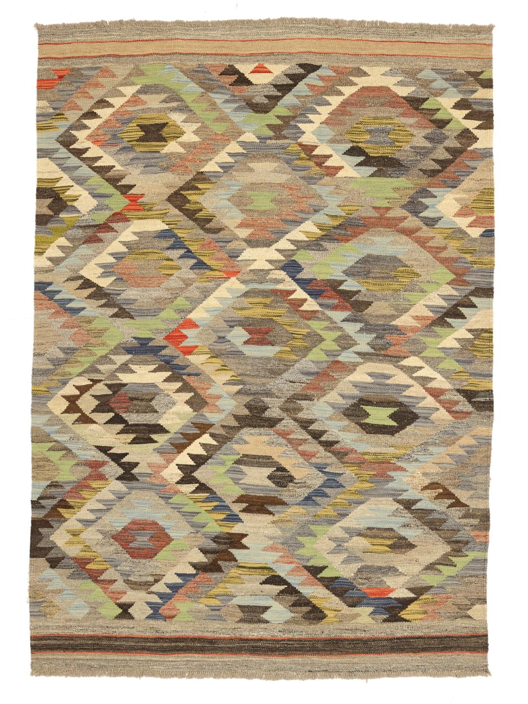 Hand-woven multicolor Kelim Ariana rug from Afghanistan