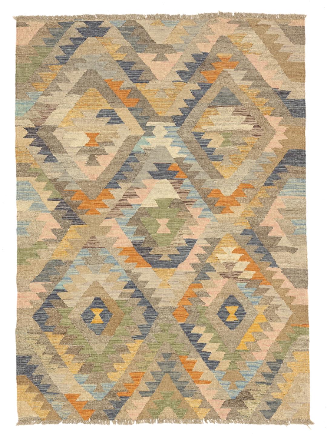 Rug from Afghanistan in beige featuring a diamond pattern