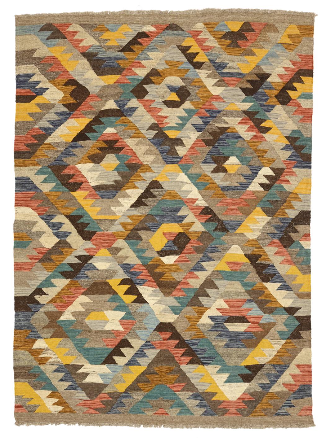 Hand-woven multicolor Kelim Ariana Trend wool rug from Afghanistan
