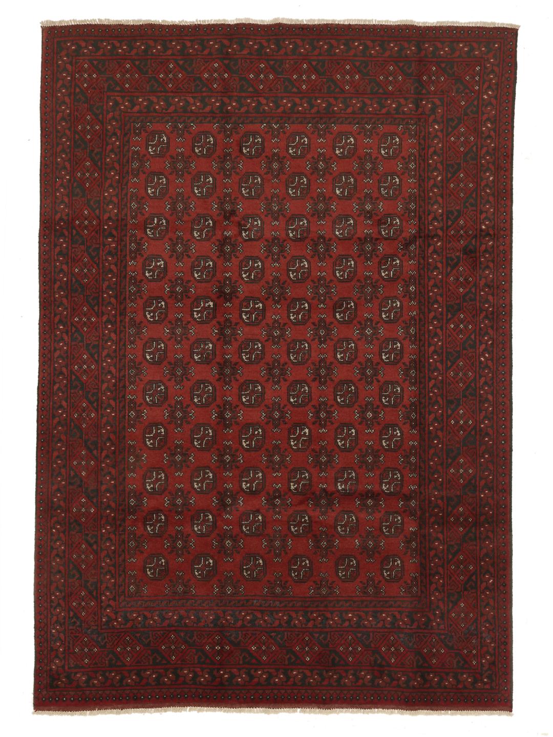 Hand-knotted dark-red wool rug from Afghanistan