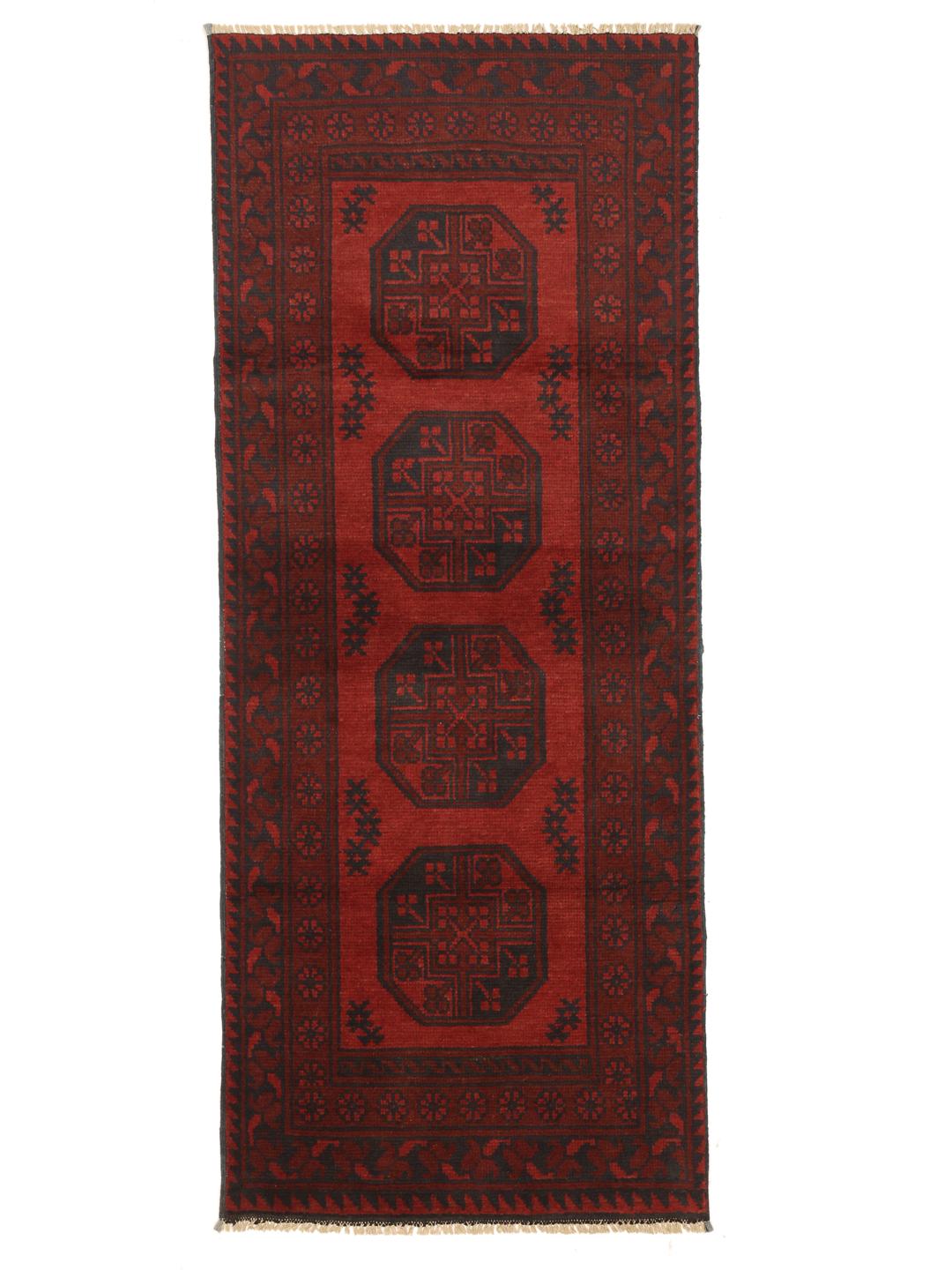 Tapis de couloir rouge fait main en provenance d'Afghanistan