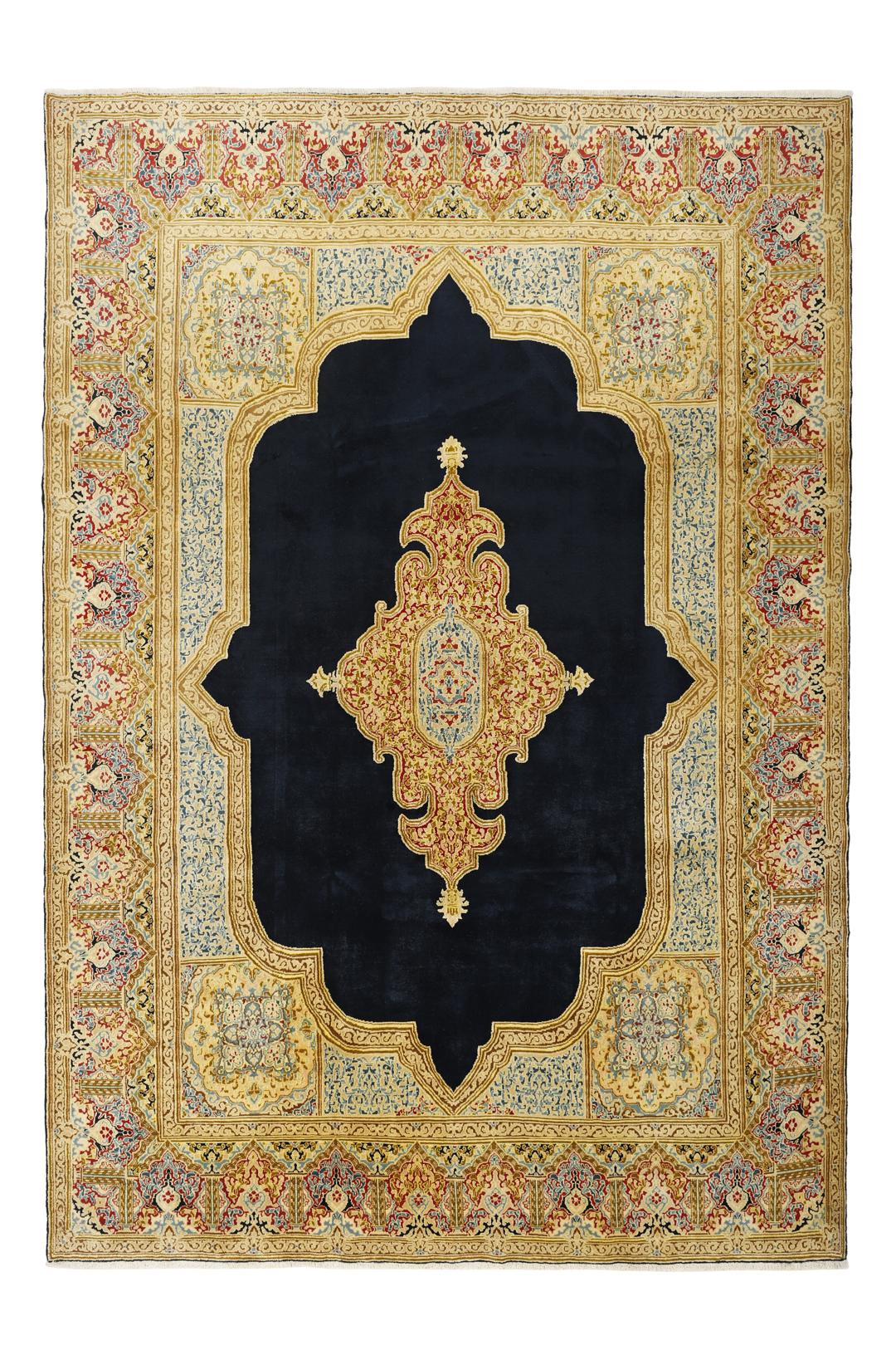 Tapis fait main en laine du Moyen-Orient en bleu