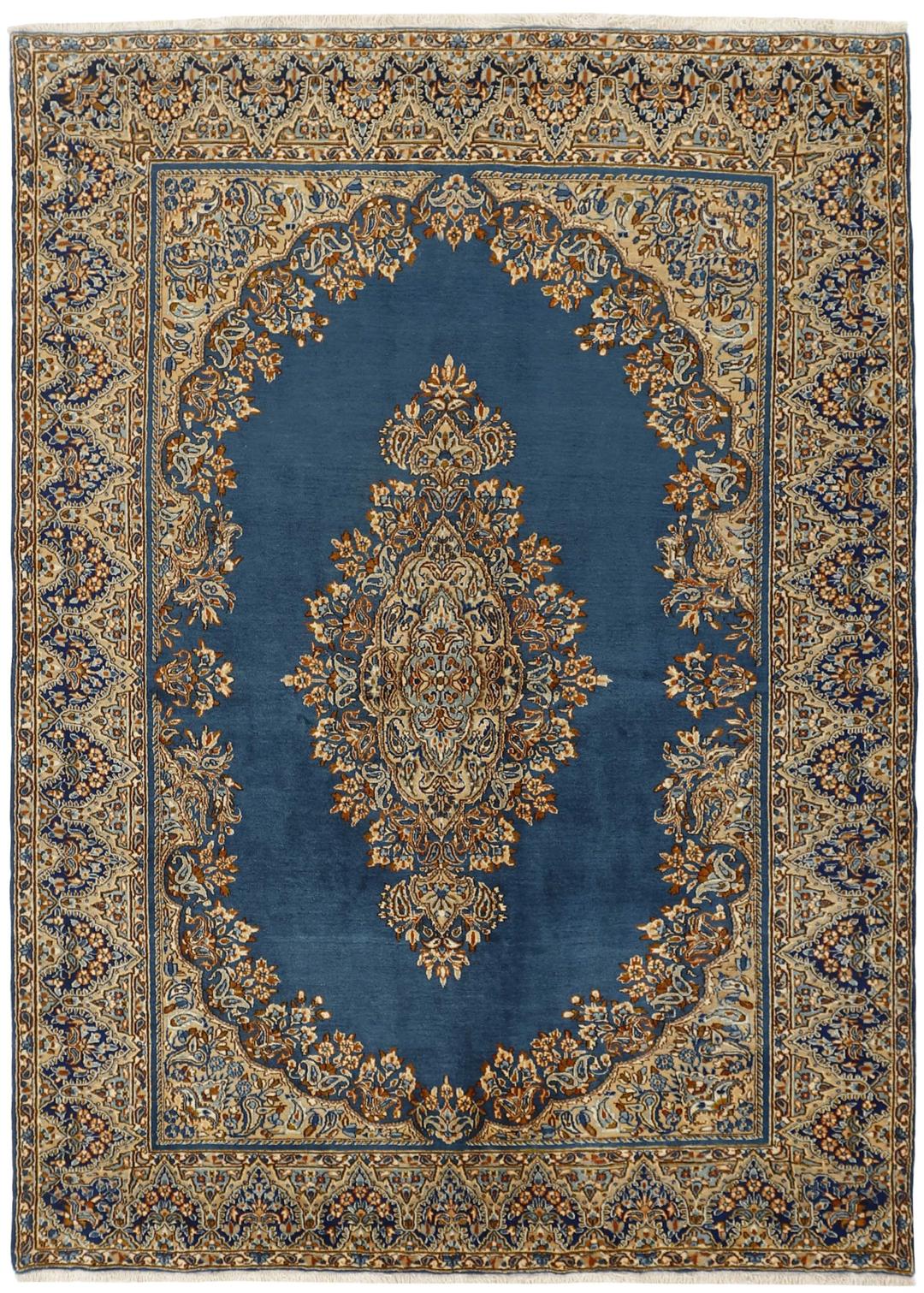 Handgemaakt Kerman vloerkleed uit het Midden-Oosten in blauw