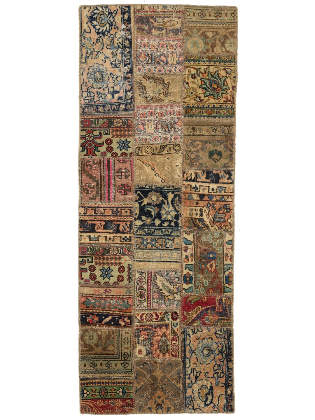 Ręcznie tkany chodnik Patchwork z Turcji z wielokolorowej wełny